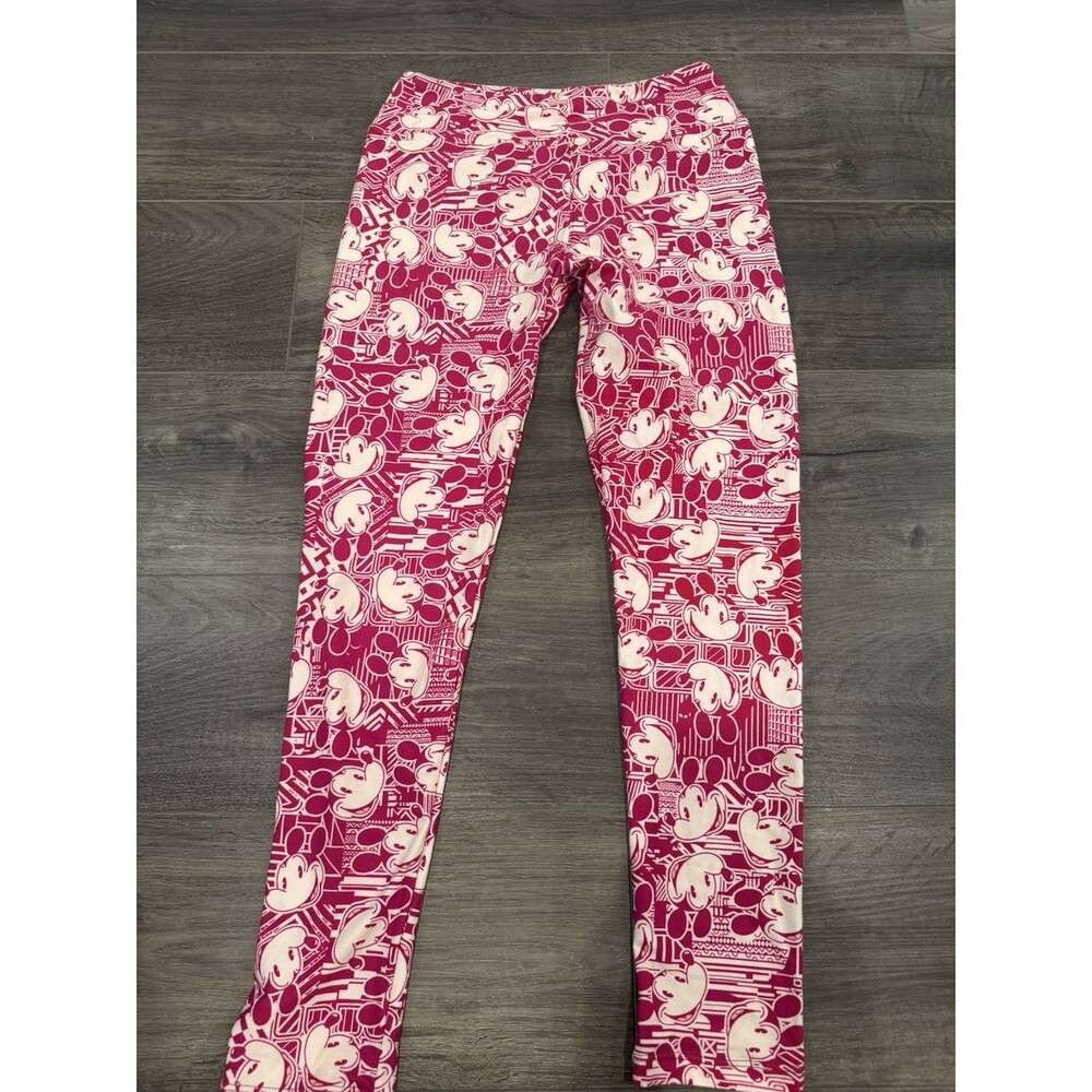 LuLaRoe Disney Mickey Mouse Leggings One Size Pink/White All Over Print, NWOT